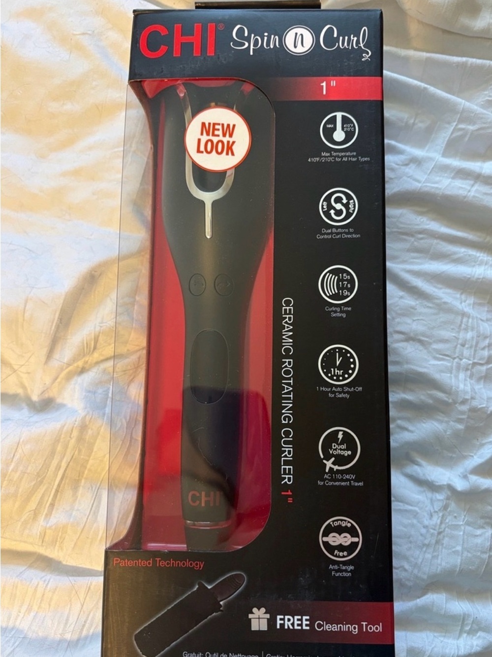 CHI Spin N Curl 1" Ceramic Rotating Curler - Black
